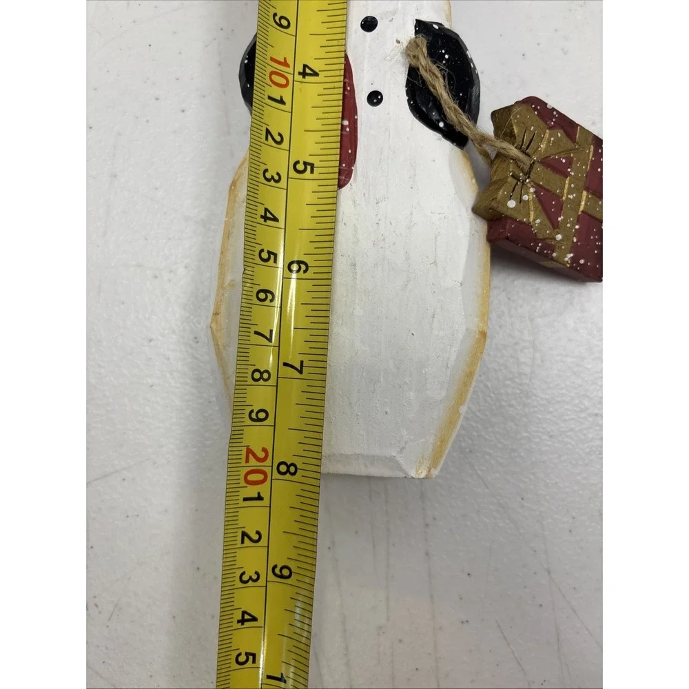Vtg Pier 1 Christmas Hand Painted Wooden Snowman Christmas Decoration 8